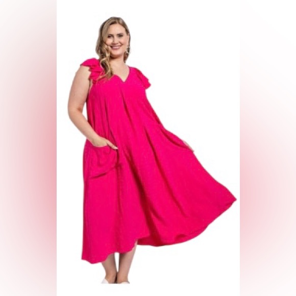 GiGio Dresses & Skirts - GiGiO Sleeveless Dress Fuschia Side pockets Side 1XL